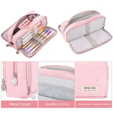 iSuperb Large Pencil Case with 3 Compartments Organizer