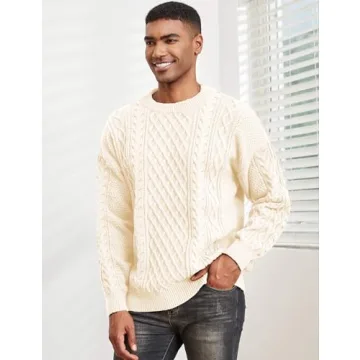 Men's Knit Sweater Crewneck Casual Twist Patterned Pullover
