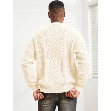 Men's Knit Sweater Crewneck Casual Twist Patterned Pullover
