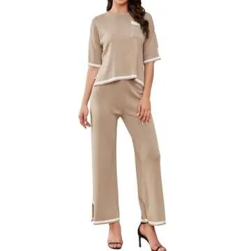 Taurus Women’s 2 Piece Outfits Short Sleeve Sweater Set for Modern Style