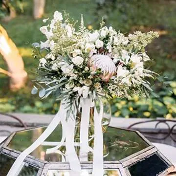 2Rolls/50Yards 1 Inch White Satin Ribbon for Wedding Party Mother's Day Decorations White Bows Making Bridal Flower Bouquet Wrapping