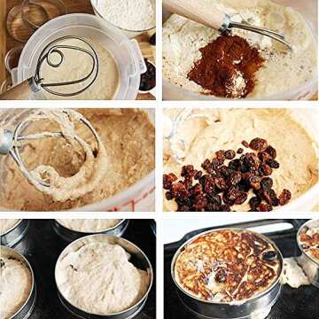 Danish Whisk,2 pack 13.5 inchStainless Steel Dutch Style Bread Dough Hand Mixer,Wooden Handle Kitchen Baking Tools, Rdough Starter Stirrer, Danish Dough Whisk