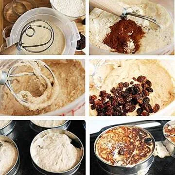 Danish Whisk,2 pack 13.5 inchStainless Steel Dutch Style Bread Dough Hand Mixer,Wooden Handle Kitchen Baking Tools, Rdough Starter Stirrer, Danish Dough Whisk