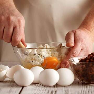 Danish Whisk,2 pack 13.5 inchStainless Steel Dutch Style Bread Dough Hand Mixer,Wooden Handle Kitchen Baking Tools, Rdough Starter Stirrer, Danish Dough Whisk