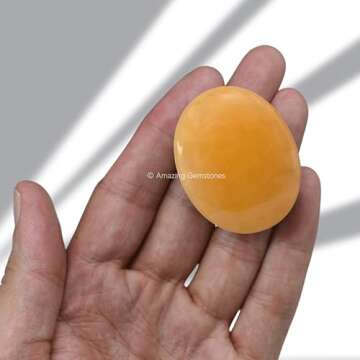 Yellow Aventurine Crystals and Healing Stones - Large Palm Stone Crystals Piedra - Crystal for Good Luck, Positive Energy, Meditation - Unique Stocking Stuffers and Birthday Gifts for Women, Men