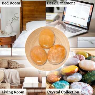 Yellow Aventurine Crystals and Healing Stones - Large Palm Stone Crystals Piedra - Crystal for Good Luck, Positive Energy, Meditation - Unique Stocking Stuffers and Birthday Gifts for Women, Men