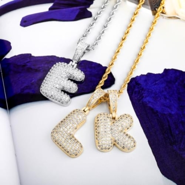 Personalized HECHUANG Bubble Letter Necklace in Gold