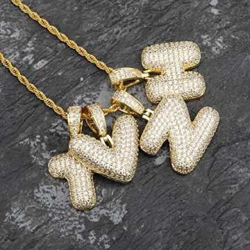 Personalized HECHUANG Bubble Letter Necklace in Gold