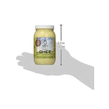 Amber & Gold - Authentic Ghee - Keto, Paleo & Gluten Free Friendly Food - Great for Healthy Snacks, Toast, Crackers, Pasta, Coffee Creamer & Cooking - 16oz
