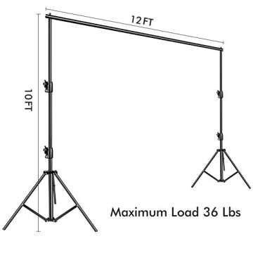 SLOW DOLPHIN Photo Video Studio 12ft (W) x 10ft (H) Heavy Duty Adjustable Photography Backdrop Stand...