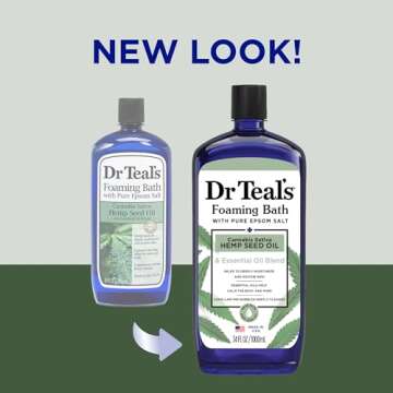 Dr Teal's Foaming Bath with Pure Epsom Salt, Cannabis Sativa Hemp Seed Oil, 34 fl oz (Pack of 2)