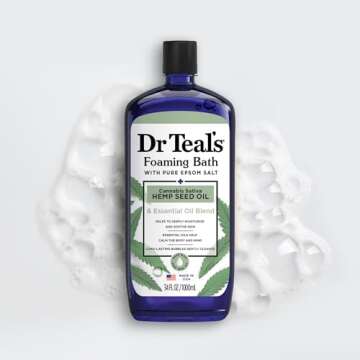Dr Teal's Foaming Bath with Pure Epsom Salt, Cannabis Sativa Hemp Seed Oil, 34 fl oz (Pack of 2)