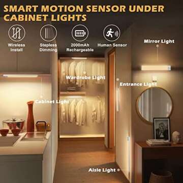 Dimmable USB Rechargeable Motion Sensor Under Cabinet Lights