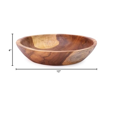 ANDALUCA Rustic Teak Wood Hand Carved Bowl Unique Beauty