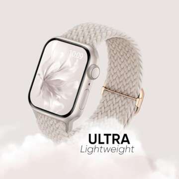 6 Pack Braided Stretchy Bands Compatible with Apple Watch Band 38mm 40mm 41mm 42mm 44mm 45mm 46mm 49mm Women Men, Adjustable Nylon Solo Loop Elastic Straps for iWatch Series 10 9 8 7 6 5 4 3 SE Ultra