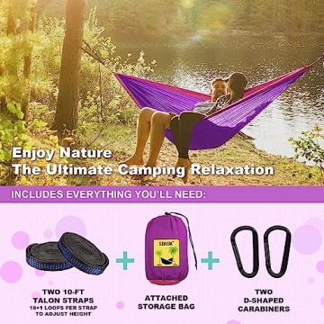SZHLUX Portable Double Camping Hammock with Straps