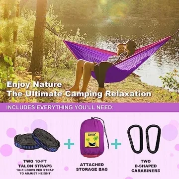 SZHLUX Portable Double Camping Hammock with Straps