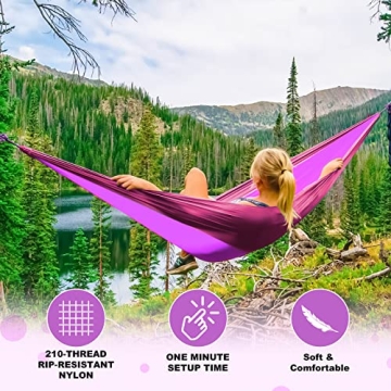 SZHLUX Portable Double Camping Hammock with Straps