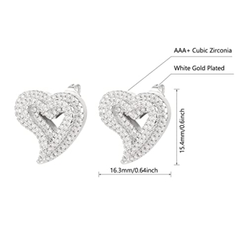 Stylish Silver Heart Earrings Bling Jewelry for Women