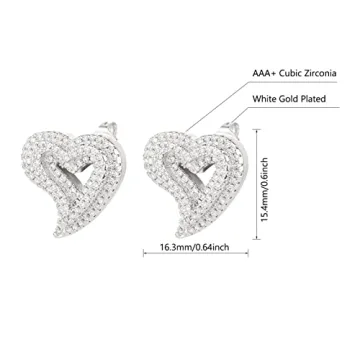 Stylish Silver Heart Earrings Bling Jewelry for Women