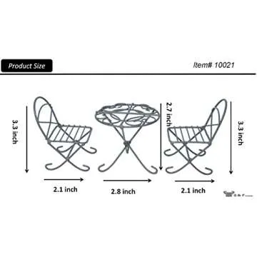 G & F Products MiniGardenn 10021 Fairy Garden Miniature Mini Dollhouse Bistro Set, Rustic