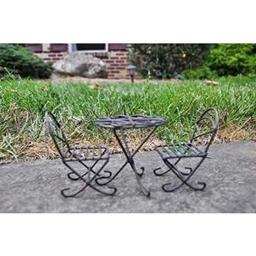 G & F Products MiniGardenn 10021 Fairy Garden Miniature Mini Dollhouse Bistro Set, Rustic