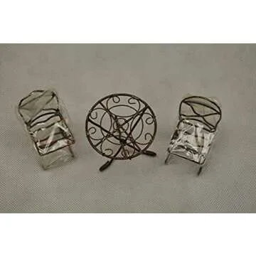 G & F Products MiniGardenn 10021 Fairy Garden Miniature Mini Dollhouse Bistro Set, Rustic