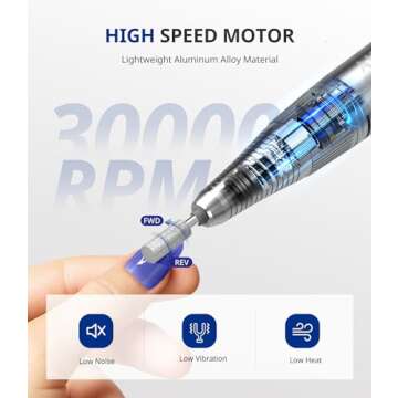 AIRSEE Rechargeable 30000RPM Electric Nail Drill Professional Portable E File Machine for Acrylic Na...