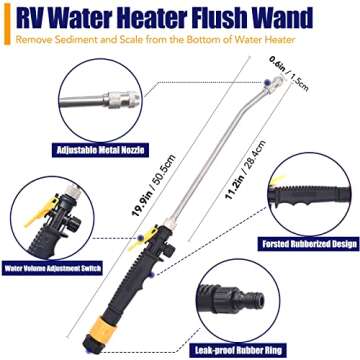 RV Water Heater Tank Rinser - Durable Metal Tube Flusher for All Your Needs