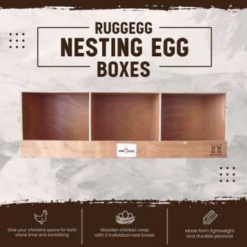 Rugged Ranch TRIPLEX RuggEgg Primitive Barn Wooden Chicken Coop Triple Nesting Egg Boxes for 3 Hens or Chickens, Natural Brown