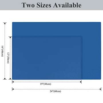 VIVAGLORY Dog Food Mat, Cat Dog Feeding Mat, Waterproof Non-Slip Food Grade Silicone Mat Placemat with Raised Edge, Anti-Messy Pet Bowl Mat for Food and Water, Navy Blue, L(24"x16")