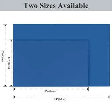 VIVAGLORY Dog Food Mat, Cat Dog Feeding Mat, Waterproof Non-Slip Food Grade Silicone Mat Placemat with Raised Edge, Anti-Messy Pet Bowl Mat for Food and Water, Navy Blue, L(24"x16")