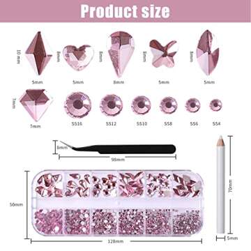 Nail Rhinestones Nail Art Gems Crafts Crystals Glass Decorations Set Ab Rhinestones Flatback Design ...