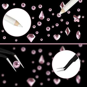 Nail Rhinestones Nail Art Gems Crafts Crystals Glass Decorations Set Ab Rhinestones Flatback Design Face Clothes Shoes Decor Diy Acrylic Nail Art Decoration(pink)