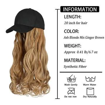 Stylish AynnQueen Baseball Cap with Hair Extensions
