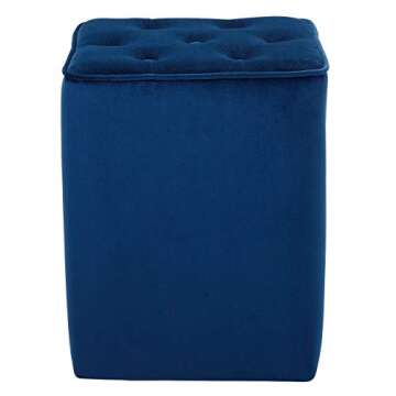 BIRDROCK HOME Tufted Navy Velvet Ottoman Foot Stool - Square - Soft Compact Padded Stool - Great for The Living Room, Bedroom and Kids Room - Upholstered Small Furniture