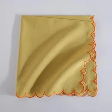 Fingercraft Elegant Scalloped Cotton Linen Napkin Set of 6