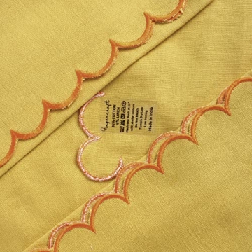 Fingercraft Elegant Scalloped Cotton Linen Napkin Set of 6