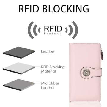 Travelambo Wallets Women RFID Large Capacity Luxury Waxed Leather Clutch Wallet Multi Card Organizer