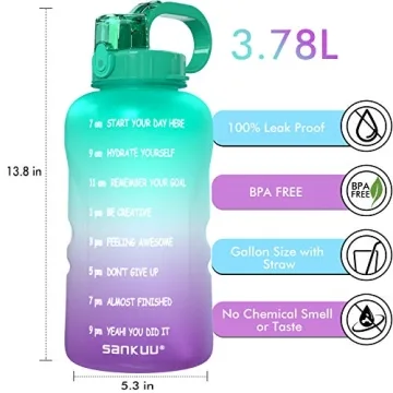 SANKUU 1 Gallon Motivational Water Bottle for Fitness