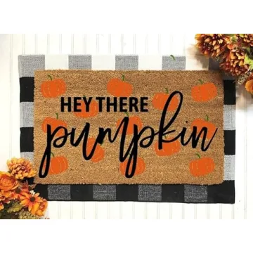 Pumpkin Coir Fall Doormat, Fall Decorations for Home, Fall Decor, Pumpkin Decor, Fall Door Mat, Hey There Pumpkin Welcome Mat, Outdoor Rug, Seasonal Decor, Halloween Decorations