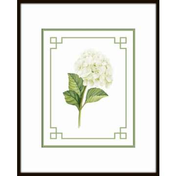 White Hydrangea Chinoiserie Set No. 1, Botanical Prints, Wall Art Prints, Vintage Wall Art, Vintage Wall Decor, Vintage Art Prints, Botanical Wall Decor (PAPER PRINT - UNFRAMED, 5X7 SET OF 4)