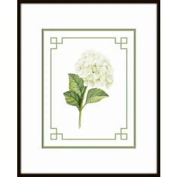 White Hydrangea Chinoiserie Set No. 1, Botanical Prints, Wall Art Prints, Vintage Wall Art, Vintage Wall Decor, Vintage Art Prints, Botanical Wall Decor (PAPER PRINT - UNFRAMED, 5X7 SET OF 4)