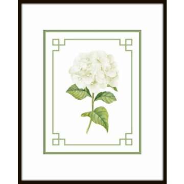 White Hydrangea Chinoiserie Set No. 1, Botanical Prints, Wall Art Prints, Vintage Wall Art, Vintage Wall Decor, Vintage Art Prints, Botanical Wall Decor (PAPER PRINT - UNFRAMED, 5X7 SET OF 4)