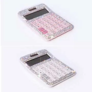 TISHAA Stylish Bling Rhinestone Crystal Dazzling 12 Digit Solar and Battery Dual Power Large LCD Dis...