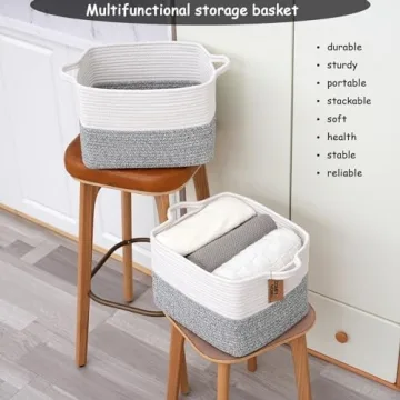Stylish COMFY-HOMI Cotton Rope Storage Basket for Home