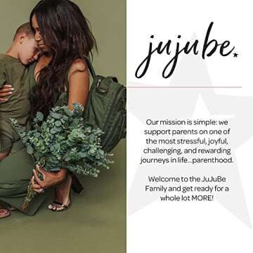 JuJuBe Diaper Bag, Travel Backpack with Portable Changing Pad, Stroller Hooks & Pockets for Baby Bottles, Diapers, Pacifier, Wipes, Snacks, & Daily Essentials, Mommy Carrier, Be Right Back - Olive