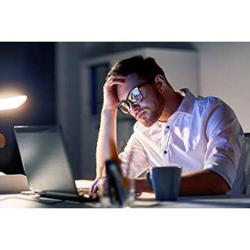 Noel Oscar Blue Light Blocking Glasses for Computer Use, Anti Eye Strain UV Filter Lens, Lightweight Eyeglasses (Men/Women) (Black)