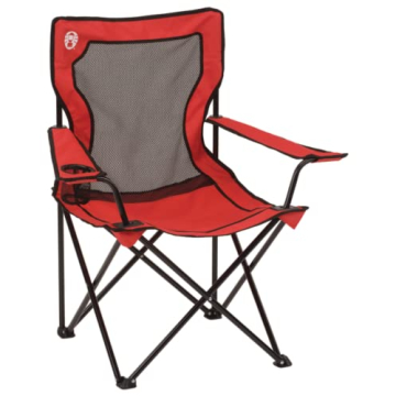 Coleman Broadband Mesh Quad Camping Chair, Cooling Mesh Back with Cup Holder, Adjustable Arm Heights, & Carry Bag; Supports up to 250lbs