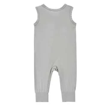 Baby Sleeveless Romper Zipper Toddler Summer Jumpsuit Rayon Outfits Infant Footless Pajamas(Light Grey & Dark Grey, 3-6m)